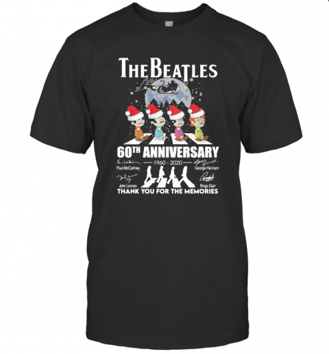 The Beatles Abbey Road 60Th 1960 2020 Anniversary Thank You For The Memories Signatures Christmas T-Shirt