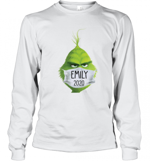The Grinch Face Mask Emily 2020 Christmas T-Shirt Long Sleeved T-shirt 