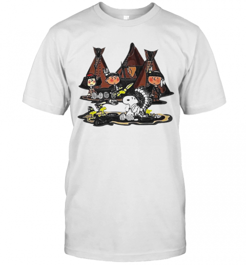 The Peanuts Characters Cartoon Camping Native T-Shirt