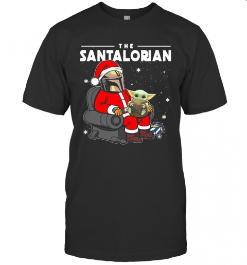 The Santalorian Santa Mandalorian Hug Baby Yoda Christmas T-Shirt