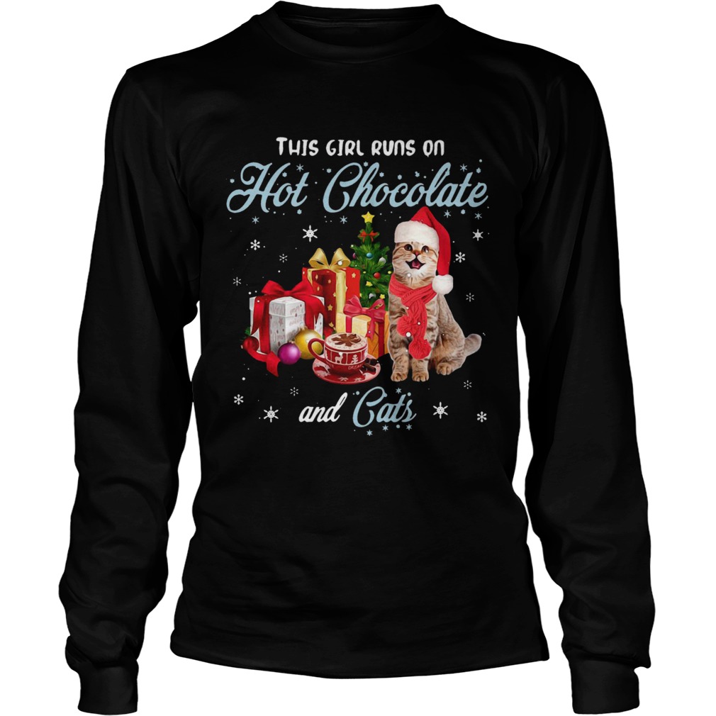 This Girl Runs On Hot Chocolate And Cats Christmas Long Sleeve