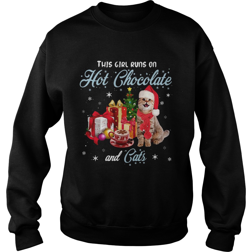 This Girl Runs On Hot Chocolate And Cats Christmas Sweatshirt