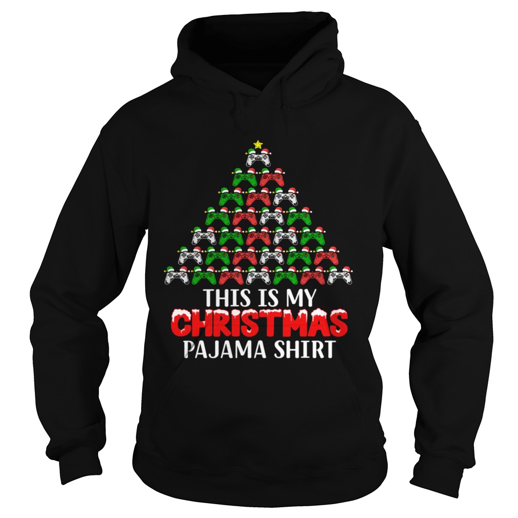 This Is My Christmas Pajama Santa Hat Joystick Tree Gamer Hoodie