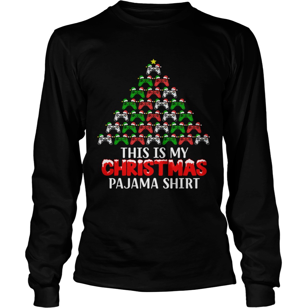 This Is My Christmas Pajama Santa Hat Joystick Tree Gamer Long Sleeve
