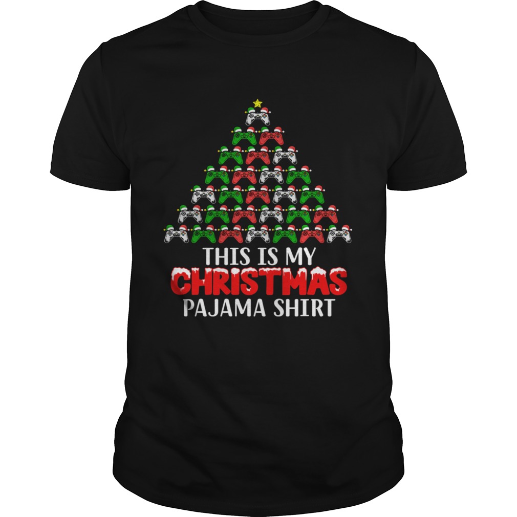 This Is My Christmas Pajama Santa Hat Joystick Tree Gamer shirt