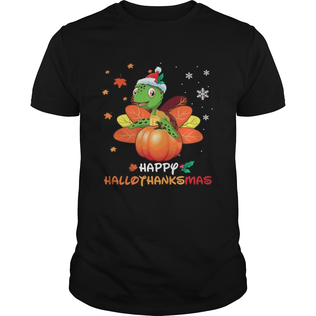 Turtle Santa Happy Hallothanksmas Christmas shirt