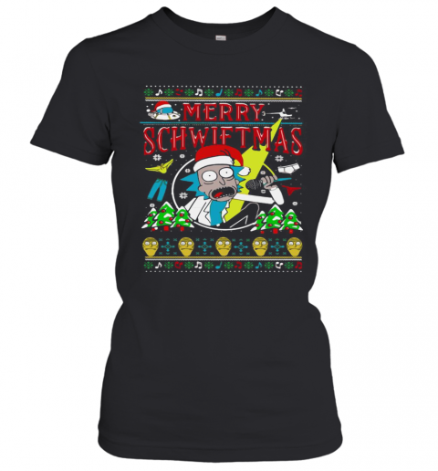 Ugly Christmas Rick And Morty Merry Schwiftmas T-Shirt Classic Women's T-shirt