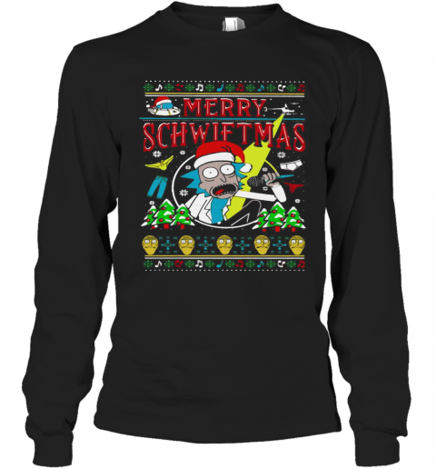 Ugly Christmas Rick And Morty Merry Schwiftmas T-Shirt Long Sleeved T-shirt 