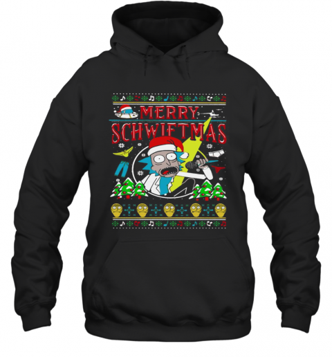 Ugly Christmas Rick And Morty Merry Schwiftmas T-Shirt Unisex Hoodie