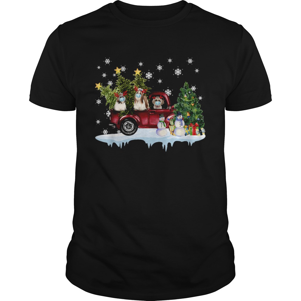Vintage Wagon Christmas Shih Tzu Tree on Car Xmas shirt