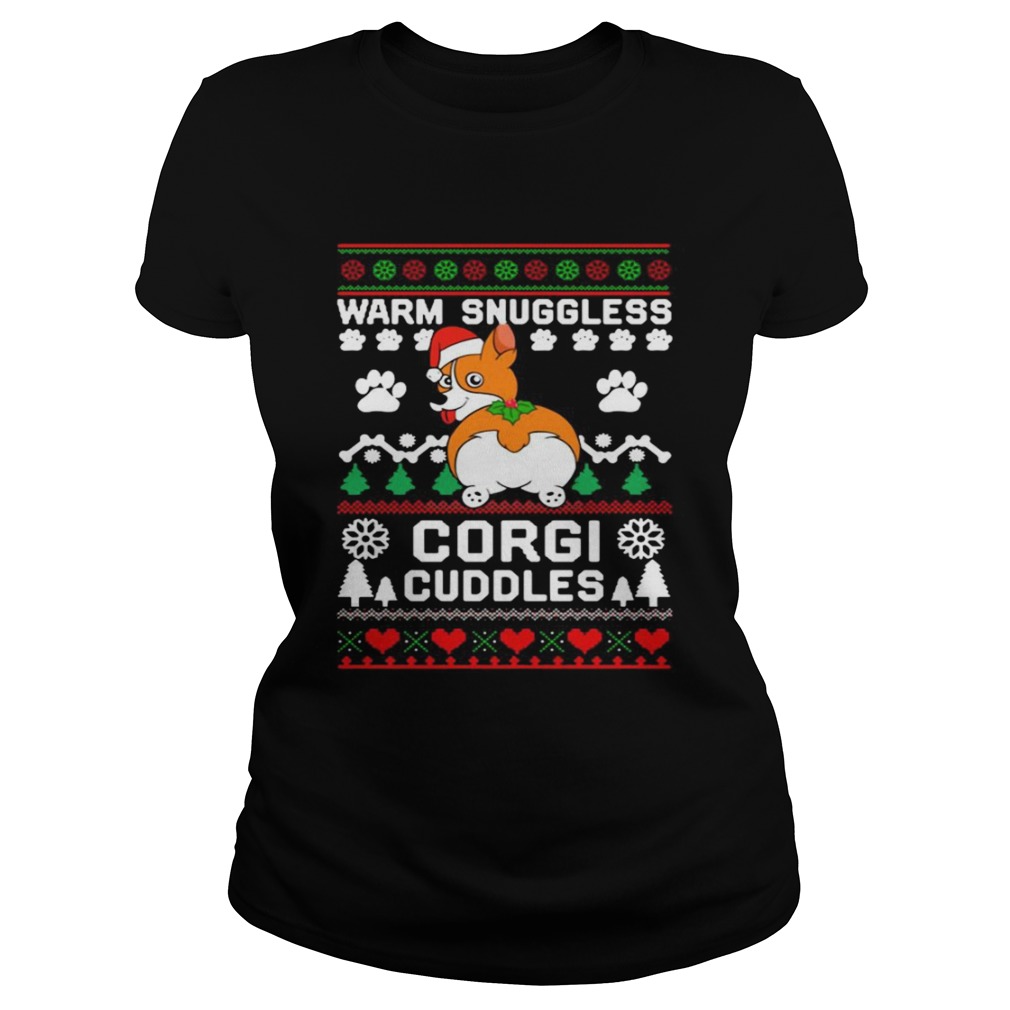 Warm Snuggless Corgi Cuddles Ugly Christmas Sweater Classic Ladies