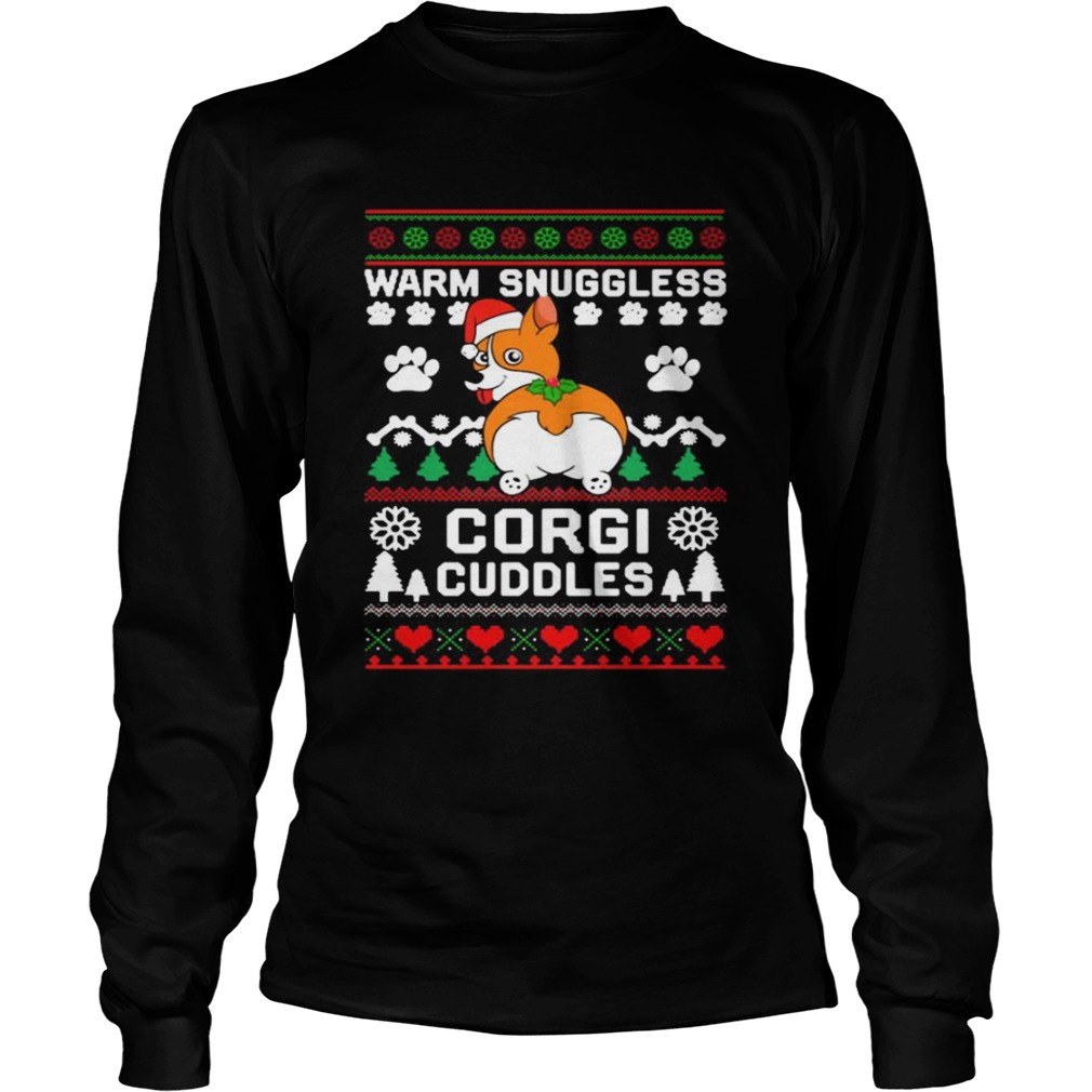 Warm Snuggless Corgi Cuddles Ugly Christmas Sweater Long Sleeve