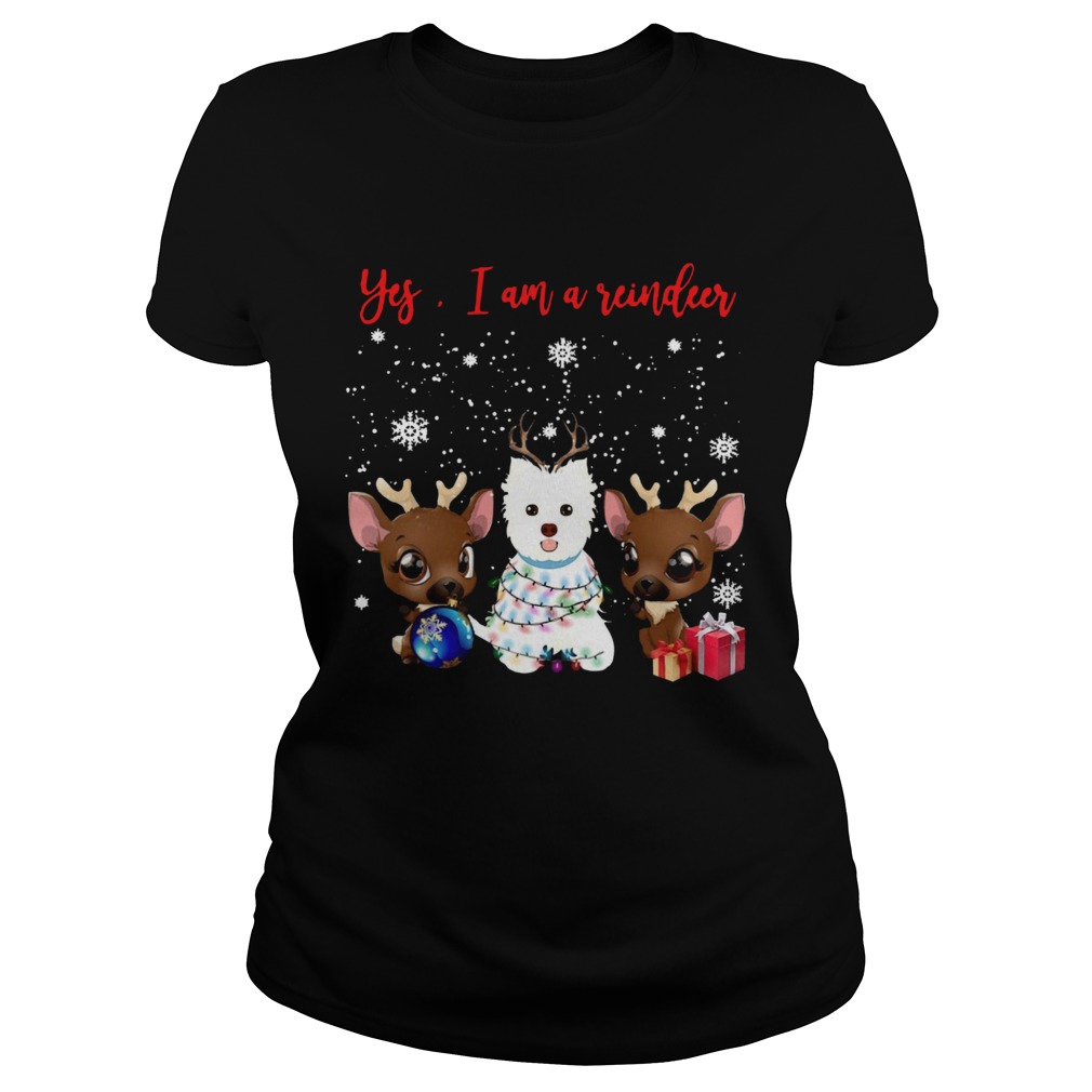 West Highland White Terrier Yes Im A Reindeer Crewneck Classic Ladies