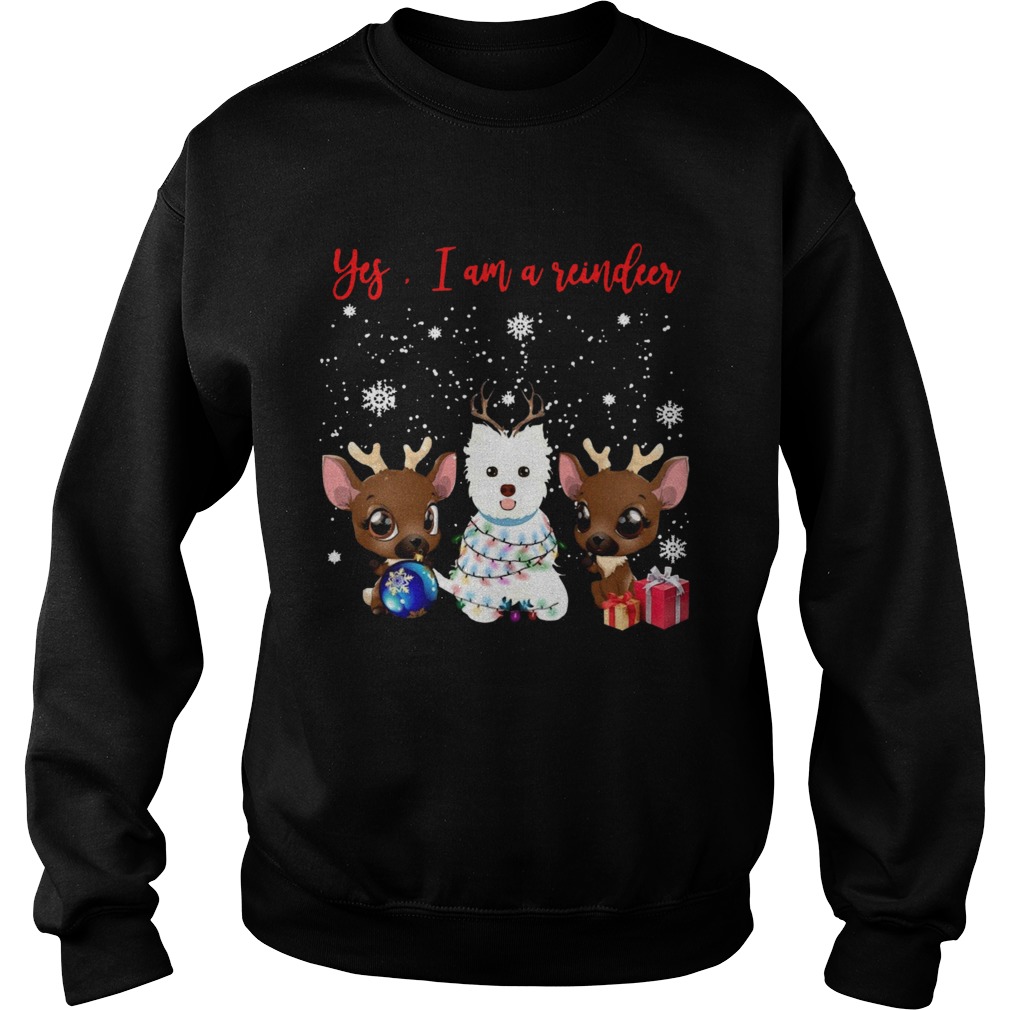 West Highland White Terrier Yes Im A Reindeer Crewneck Sweatshirt
