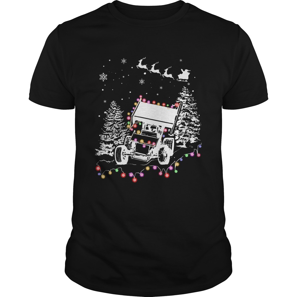 Winged Sprint Cars With Tree Christmas Lights shirt
