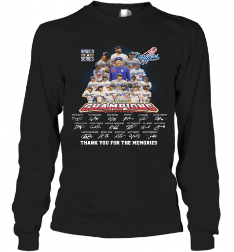 World 2020 Series Dodgers Champions 2019 2020 Thank You For The Memories Signatures T-Shirt Long Sleeved T-shirt 