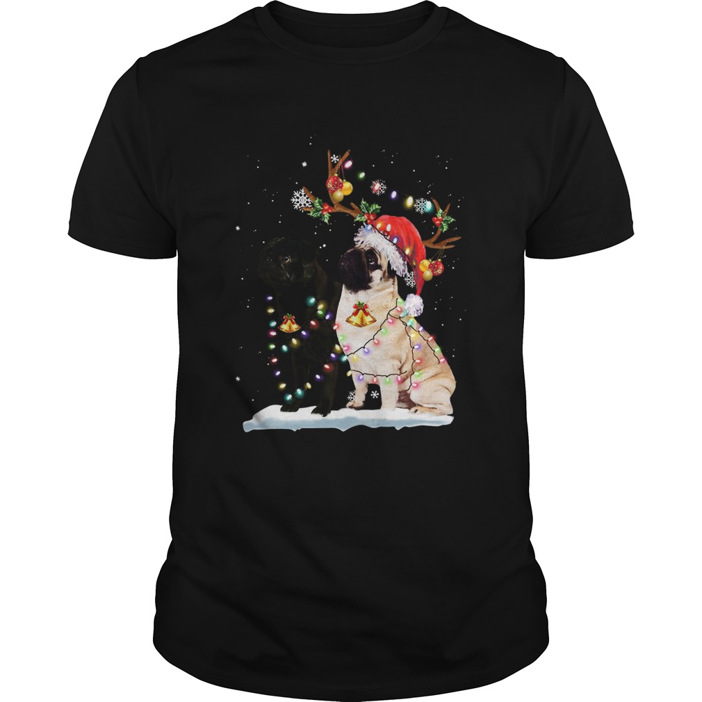 Xmas Pug Santa Merry Christmas Light shirt