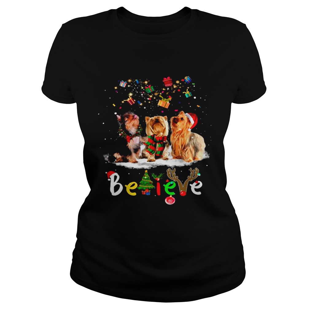 Yorkshire Terrier Dog Santa Claus Hat Believe Gift Christmas Classic Ladies