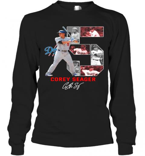 5 Corey Seager Los Angeles Dodgers Signature T-Shirt Long Sleeved T-shirt 