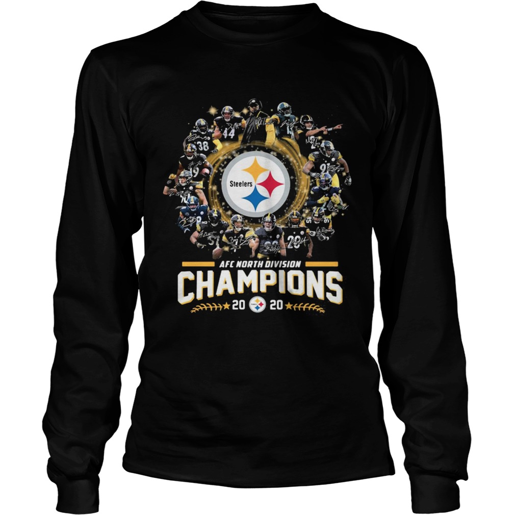 AFC north division Champions 2020 Pittsburgh Steelers signatures Long Sleeve