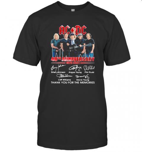 Ac Dc Band Music 48Th 1973 2021 Anniversary Thank You For The Memories Signuature T-Shirt