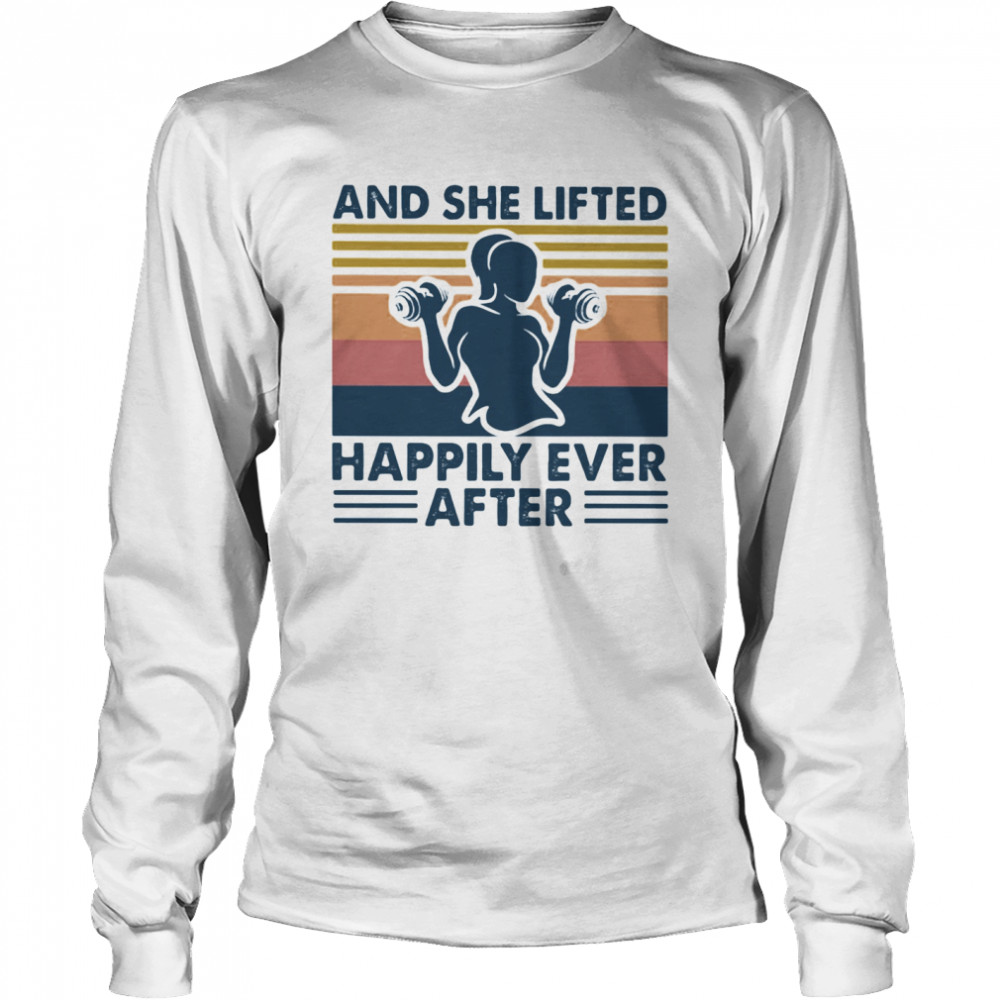 And She Lifted Happily Ever After Weightlifting Girl Vintage Long Sleeved T-shirt