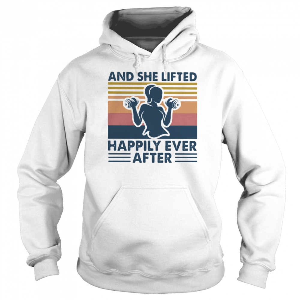 And She Lifted Happily Ever After Weightlifting Girl Vintage Unisex Hoodie