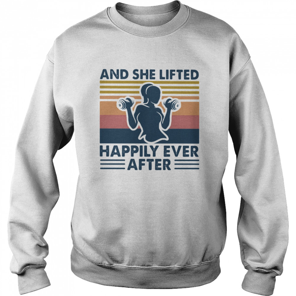 And She Lifted Happily Ever After Weightlifting Girl Vintage Unisex Sweatshirt
