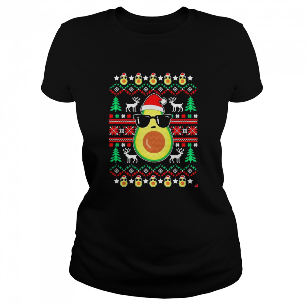 Avocado hat santa ugly merry christmas Classic Women's T-shirt