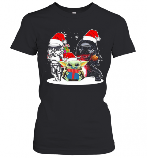 Baby Yoda And Darth Vader Stormtrooper Merry Christmas T-Shirt Classic Women's T-shirt