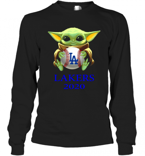 Baby Yoda Hug Los Angeles Lakers 2020 T T-Shirt Long Sleeved T-shirt 