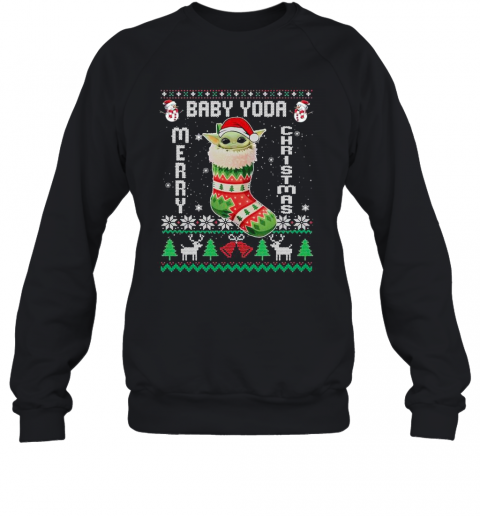 Baby Yoda In The Sock Merry Christmas Ugly T-Shirt Unisex Sweatshirt
