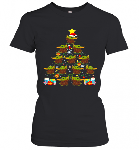 Baby Yoda Tree Merry Christmas Gift T-Shirt Classic Women's T-shirt