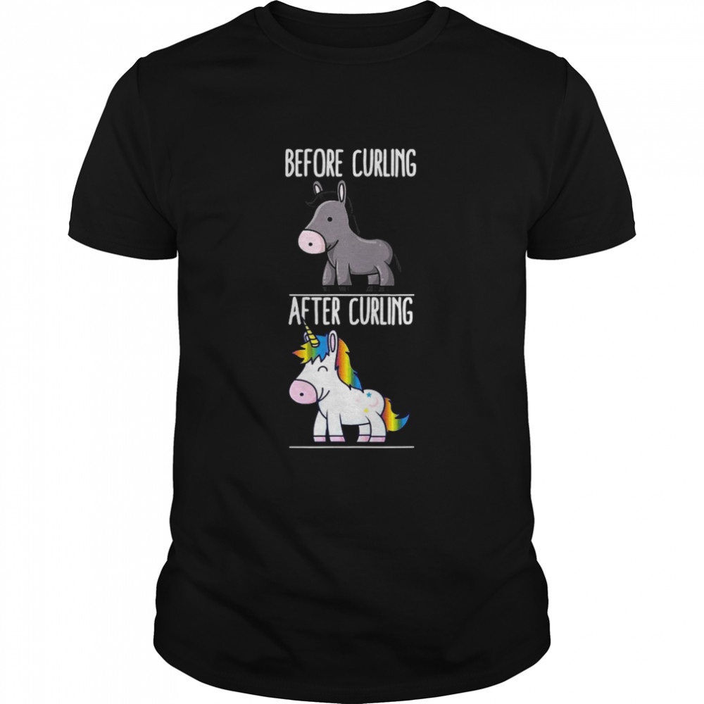 Before After Curling Unicorn Classic Men's T-shirt