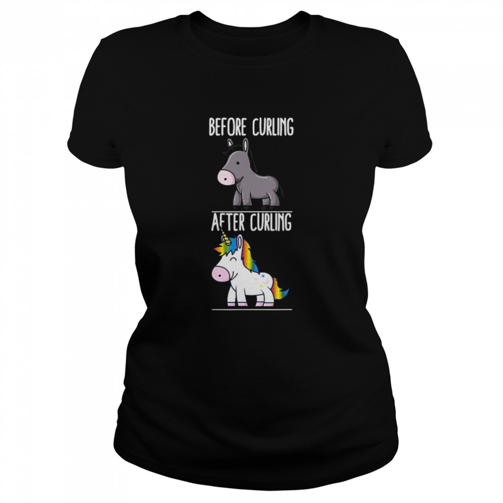 Before After Curling Unicorn Classic Women's T-shirt