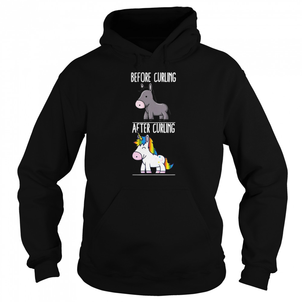 Before After Curling Unicorn Unisex Hoodie