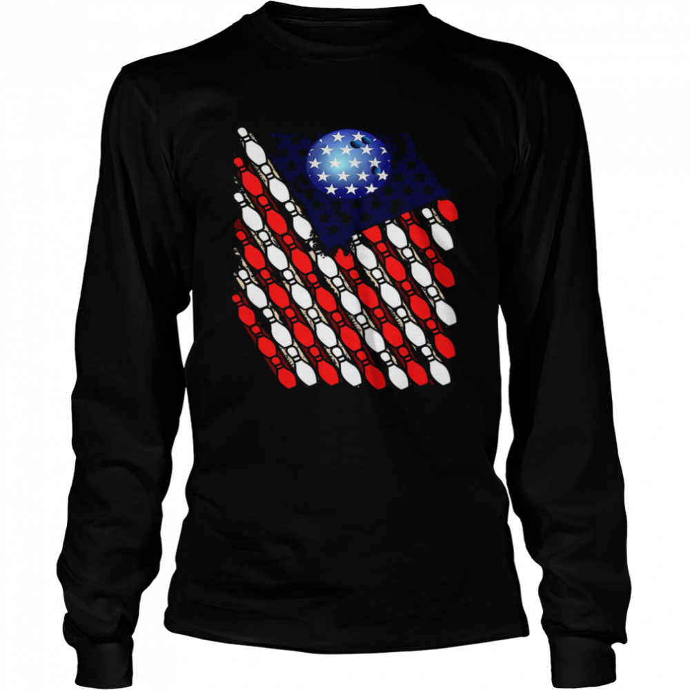 Bowling American Flag Long Sleeved T-shirt