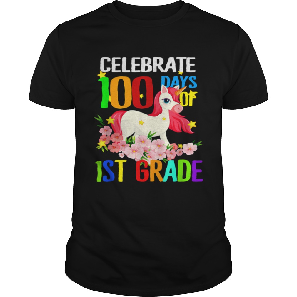 Celebrate 100 Days Of 1st Grade Girls Unicorn shirt