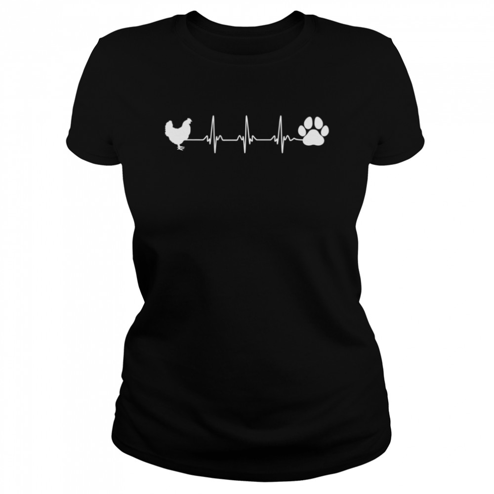 Chicken Cat Dog Paw Heartbeat Farmer Poultry Farming Classic Women's T-shirt