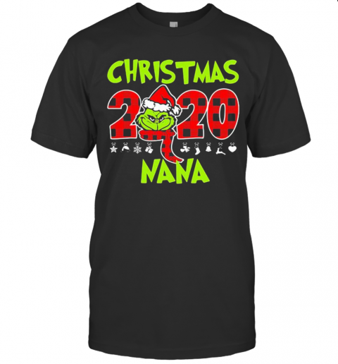 Christmas 2020 Nana Grinch Hat Santa Claus Merry Xmas T-Shirt