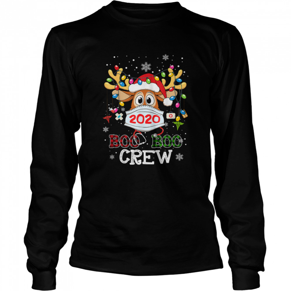 Christmas Boo Boo Crew Reindeer Nurse Long Sleeved T-shirt