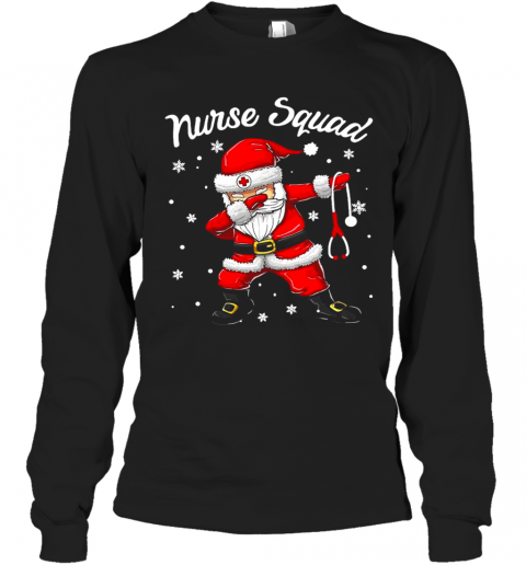 Dabbing Santa Scrubs Nurse Squad T-Shirt Long Sleeved T-shirt 