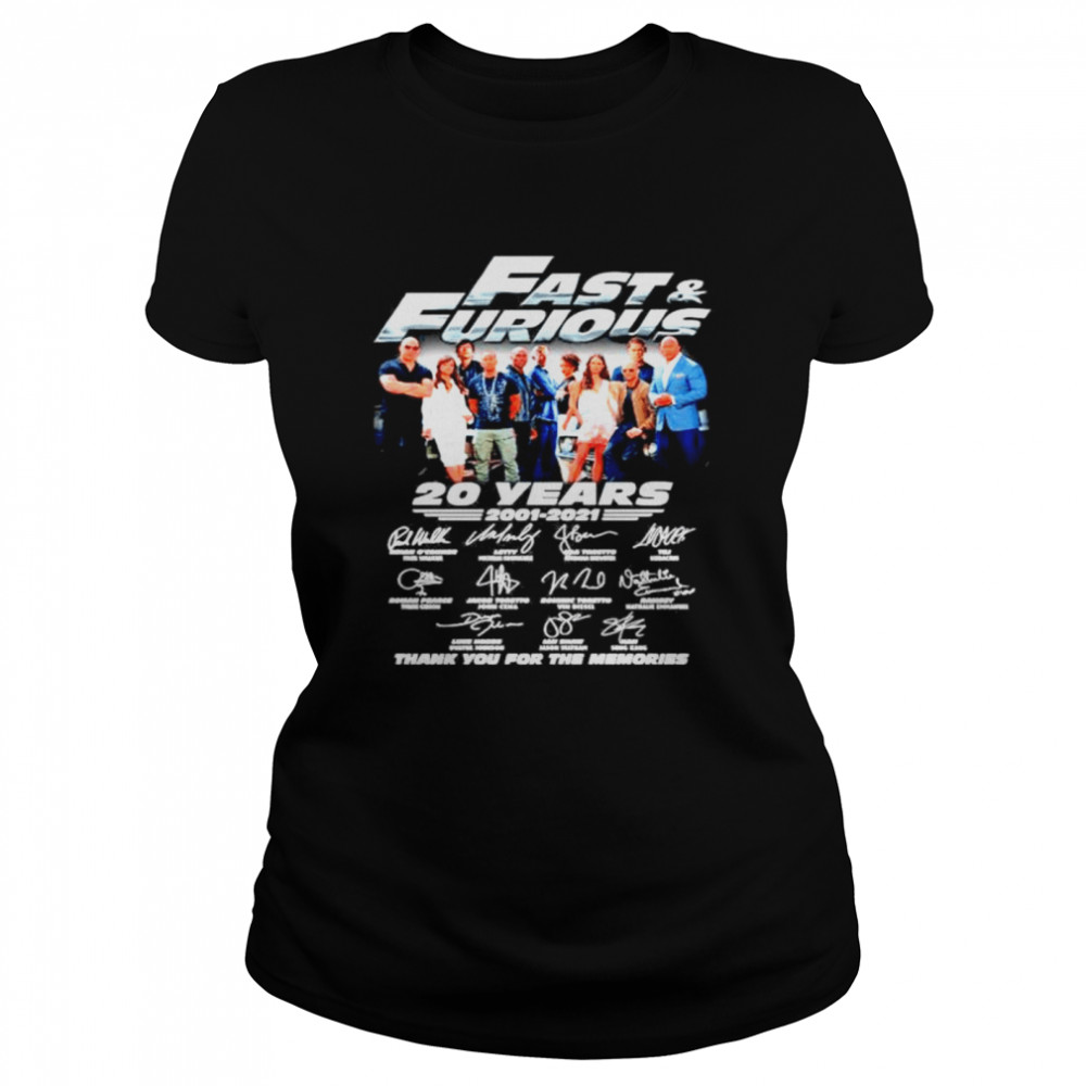 Fast and Furious 20 years 2001-2021 thank you for the memories Classic Women's T-shirt