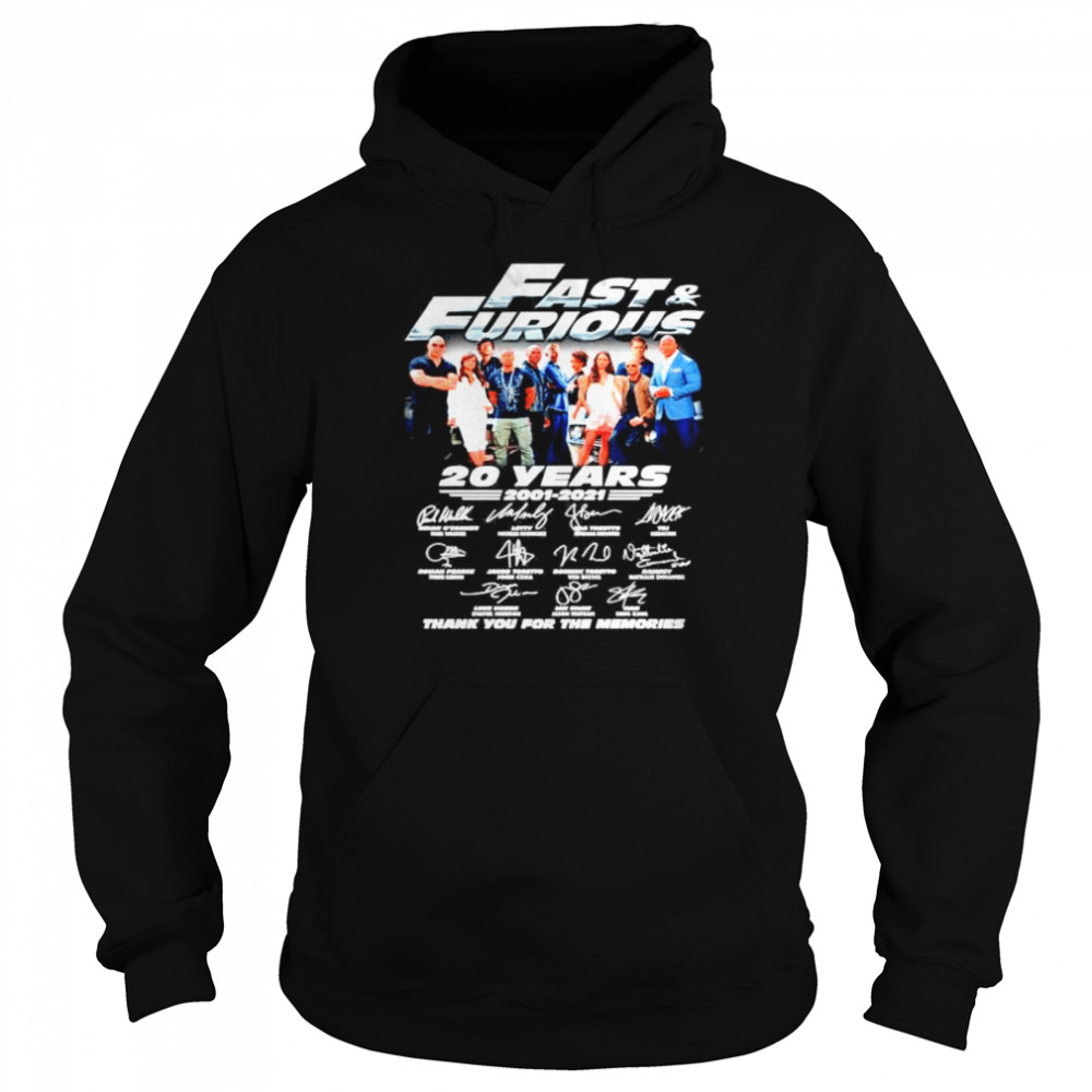 Fast and Furious 20 years 2001-2021 thank you for the memories Unisex Hoodie