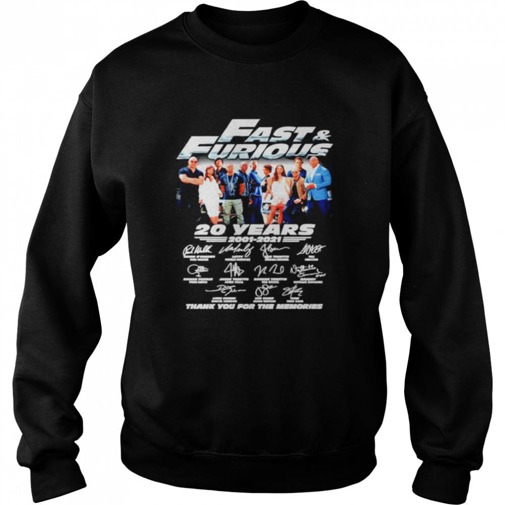 Fast and Furious 20 years 2001-2021 thank you for the memories Unisex Sweatshirt