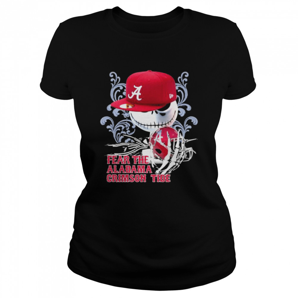 Fear The Alabama Crimson Tide Skull Wear Hat Logo Team Classic Women's T-shirt
