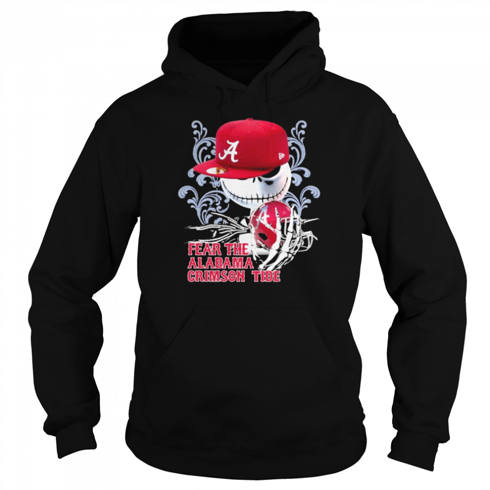 Fear The Alabama Crimson Tide Skull Wear Hat Logo Team Unisex Hoodie