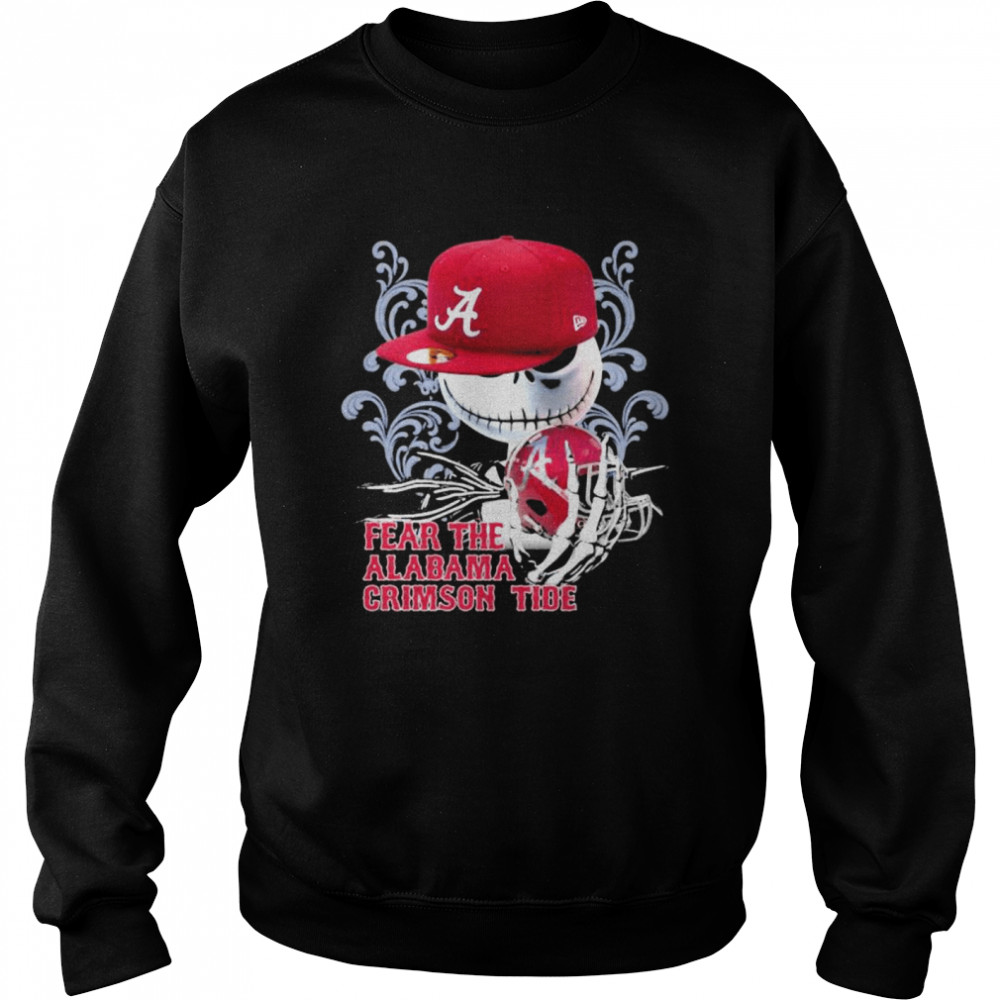 Fear The Alabama Crimson Tide Skull Wear Hat Logo Team Unisex Sweatshirt