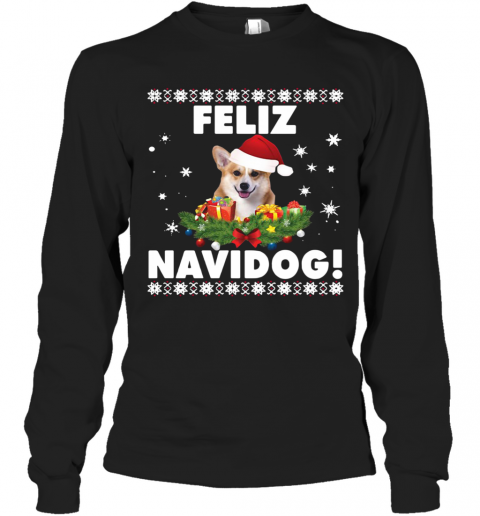 Feliz Navidog Corgi Dog Ugly T-Shirt Long Sleeved T-shirt 