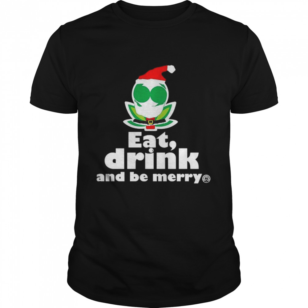 Flower Alien Santa Eat Drink And Be Merry shirt